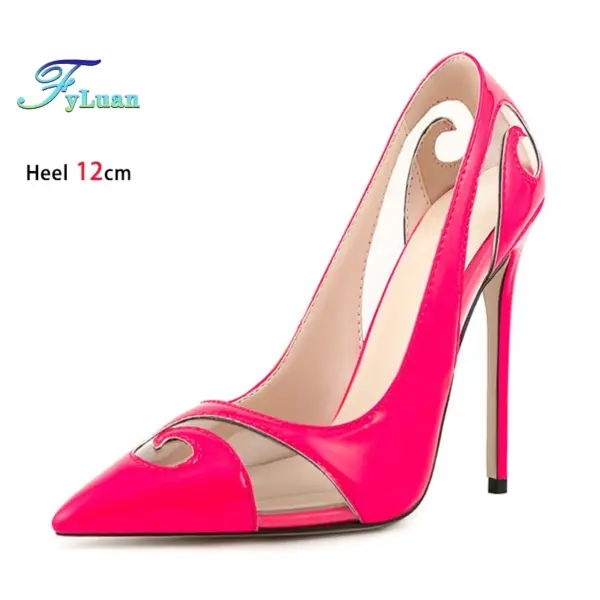 2025 New Sexy Hollow High Heels For Women 12CM Summer Pointed Fashion Single Shoes Party Club Ladies Rose Red Pumps Size 35-47 - AliExpress 322 - Image 2