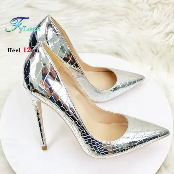 Europe and America Silver High Heels Luxury Banquet Shoes Fashion Snake Pattern Women Single Shoes 8cm 10cm 12cm Stiletto Pumps - AliExpress 322