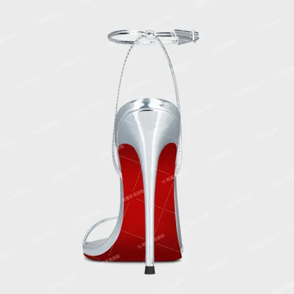 Silver 13cm thin heel pointed red sole high heels 2025 new sexy one-word buckle fashion sandals single shoes - AliExpress 322 - Image 5