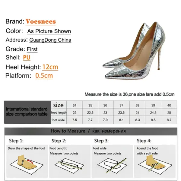 Shiny Silver Women Pumps 8CM 10CM 12CM Fashion Pointed Toe High Heels Elegant Ladies Wedding Bride Shoes Snake Print Stilettos - AliExpress 322 - Image 5