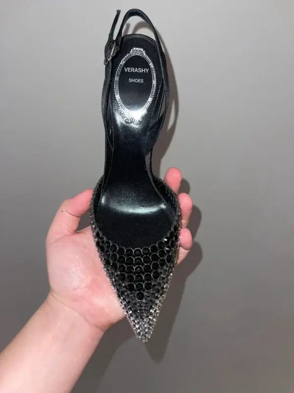 Luxury Rhinestones Gradient Slingbacks Women Pumps Fashion Bling Crystal Banquet Stiletto High Heels Fashion Party Prom Shoes - AliExpress - Image 4
