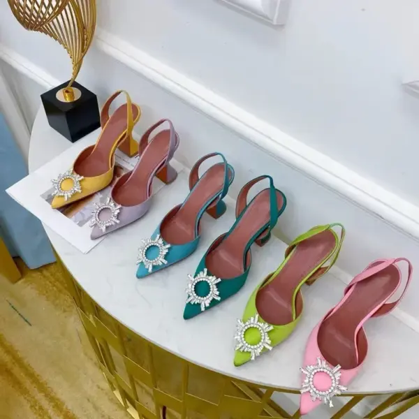 2025 Fall Fashion Pointed Toe High Heels Sun Buckle Baotou Women's Sandals Backspace Low Top Single Shoes - AliExpress 322 - Image 2