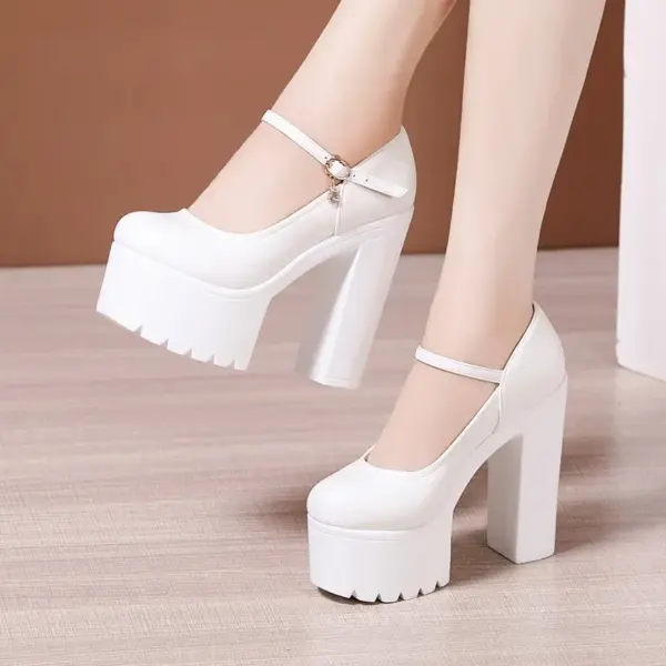 15cm Small Size 32-43 Fashion Red Silver White Wedding Shoes Women Pumps 2025 Fall Block High Heels Shoes Platform Model Partry - AliExpress 322