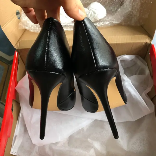 Tikicup Plus Size 40-48 Solid Black 15cm Extremely High Heel Pointy Toe Stiletto Pumps Slip On Crossdress Gragon Queen Shoes - AliExpress - Image 4