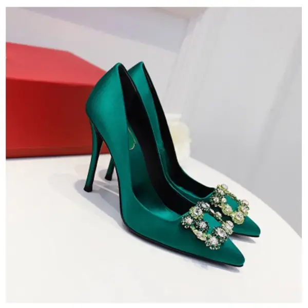 Red banquet dress satin pumps - Image 6