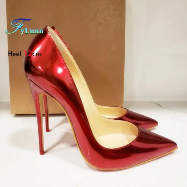 Glossy Red High Heels Woman 6-12CM Stiletto Elegant Party Dress Shoes Sexy Pointed Toe Shallow Mouth Single Shoes Women Pumps - AliExpress 322