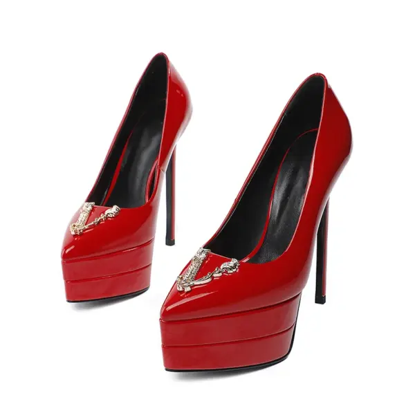 2023 15cm Stiletto High Heel Pointed Lacquer Leather Fashion Sexy High Heels Wedding Party Luxury Brand High Heels Women's Shoes - AliExpress - Image 5