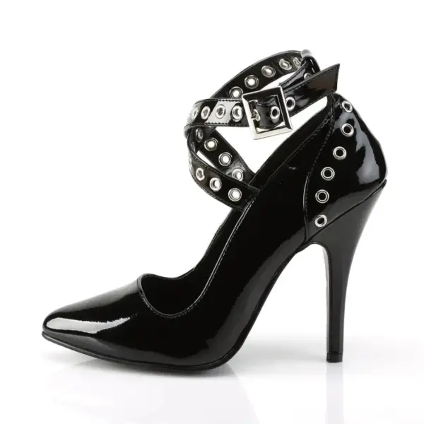 Women Black/red Metal Straight Strap Pumps for Shallow Pointed Toe Ankle Buckle Sexy Stiletto Heels Spring Autumn Mature Pumps - AliExpress - Image 3