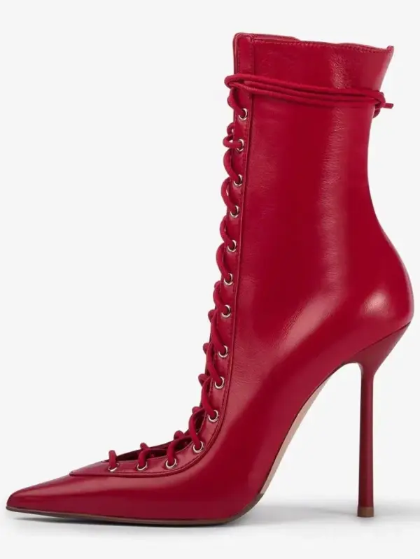 Spring/Summer New Lace Up Short Cool Boots Side Zipper Banquet Slimming High Heels Sexy Knee Length Women's Boots - AliExpress 322 - Image 5