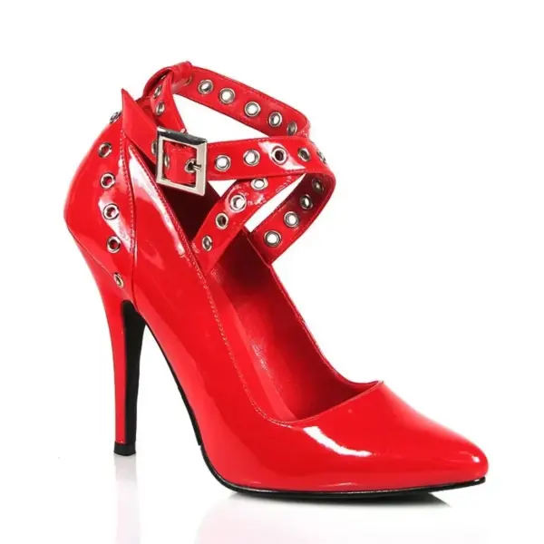 Women Black/red Metal Straight Strap Pumps for Shallow Pointed Toe Ankle Buckle Sexy Stiletto Heels Spring Autumn Mature Pumps - AliExpress - Image 5