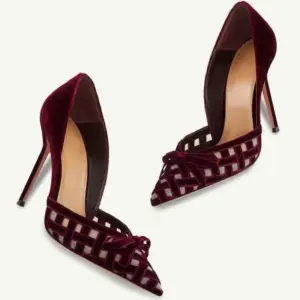 Sexy Translucent Velvet Ribbon Women's High Heels Elegant Sweet Banquet Dress Wedding Texture Niche Bow-knot Pointed Mesh Sandal - AliExpress 322