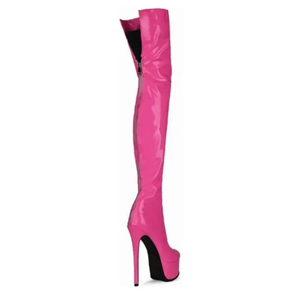 Fashionable and Sexy Thick Soledhigh-heeledpatent Leather Round Toezipper Bootsfor Women'sparty Role-playing Over The Knee Boots - AliExpress 322 - Image 4