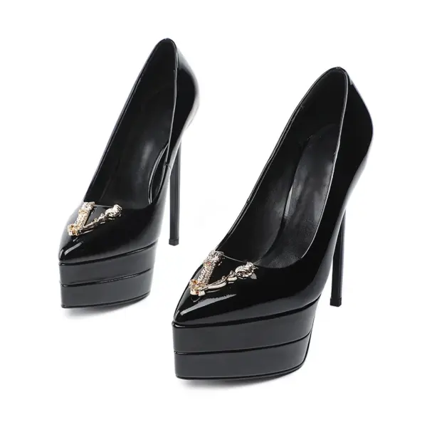 2023 15cm Stiletto High Heel Pointed Lacquer Leather Fashion Sexy High Heels Wedding Party Luxury Brand High Heels Women's Shoes - AliExpress - Image 2
