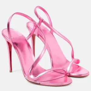 Pink Color Patent Leather Women’S Sandals Peep Toe Elastic Band Slip On Red Sole Pumps Female High Heels Summer Beach Shoes Lady - AliExpress