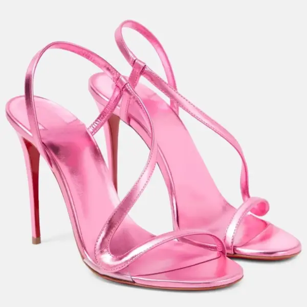 Pink Color Patent Leather Women’S Sandals Peep Toe Elastic Band Slip On Red Sole Pumps Female High Heels Summer Beach Shoes Lady - AliExpress