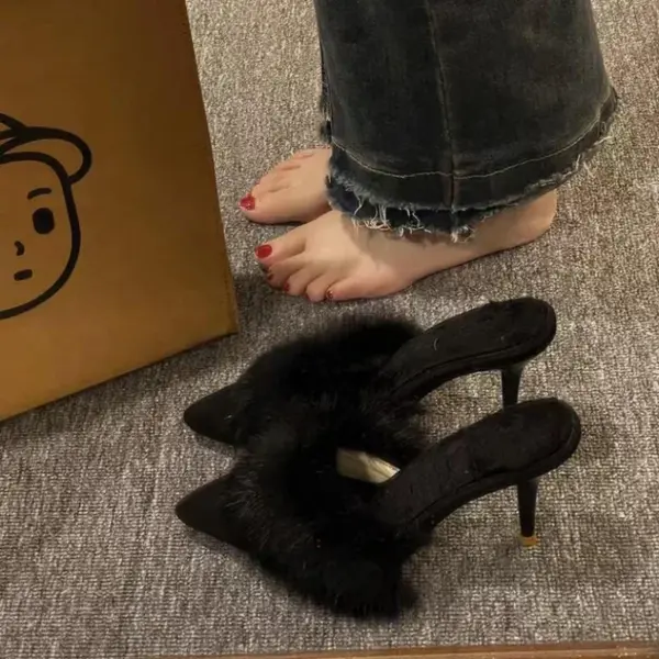 Warm Plush Pointed Toe Slippers - Image 4