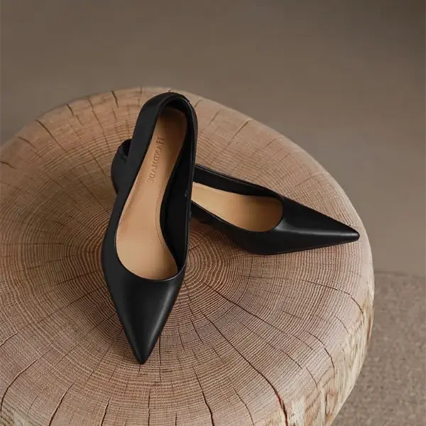 Women Low Price Soft Leather 5cm Thin Heels Pumps Brown Black Elegant OL Office Pointy Toe Slip-On Null Comfortable Shoes 43-34 - AliExpress 322 - Image 6