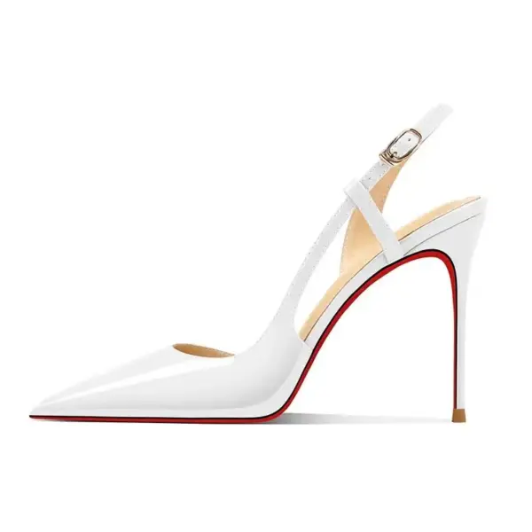 New silver patent leather flat buckle sandals with pointed edges and slim heels, stylish and stylish, worn in the backless style - AliExpress 322 - Image 6