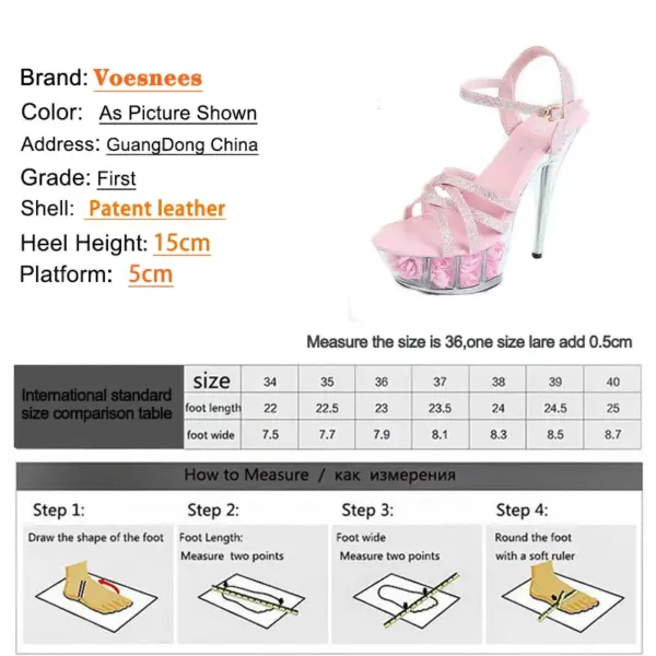 Pink Sequin Women High-heels Pumps 15CM Transparent Platform Crystal Flowers Shoes Summer Thick-soled Thin Band Sandals Size 43 - AliExpress - Image 6