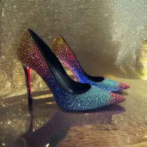 Women Full Diamond High Heel Pumps Rhinestone Pointed Toe Stiletto Heel Bling Bling Luxury Brand Colorful Crystal Wedding Shoes - AliExpress 322
