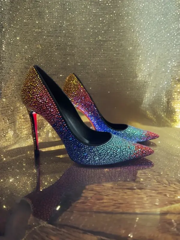 Women Full Diamond High Heel Pumps Rhinestone Pointed Toe Stiletto Heel Bling Bling Luxury Brand Colorful Crystal Wedding Shoes - AliExpress 322