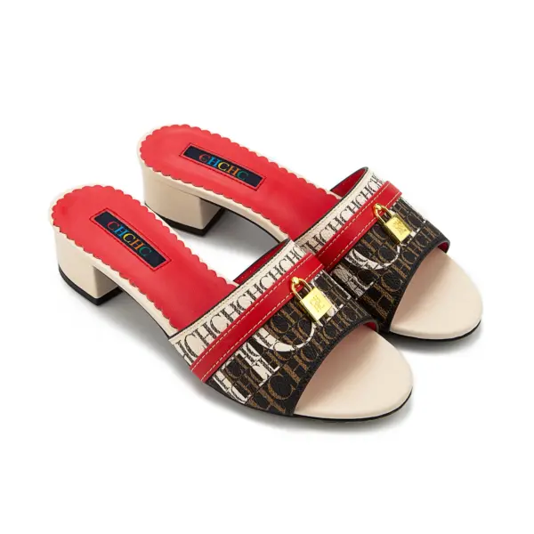 Summer 2025 Red Brown Beige Wedge Heel Sandals Retro Color Block Cross Strap Women Vacation Commute Buckle Wave Traction - AliExpress 322 - Image 2