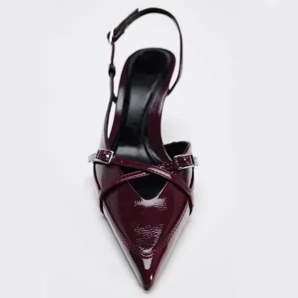 Luxury Silver Mules High Heels Women Sexy Pointed Toe Slingbacks Thin High Heels Sandals Elegant Metal Buckle Design Women Pumps - AliExpress 322 - Image 5