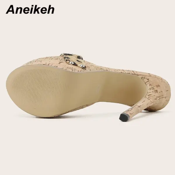 Aneikeh Sexy Leopard Platform Sandals High Heels 2025 Summer Slippers Mules Ladies Fashion Peep Toe Slip On Club Shoes Sliders - AliExpress 322 - Image 5