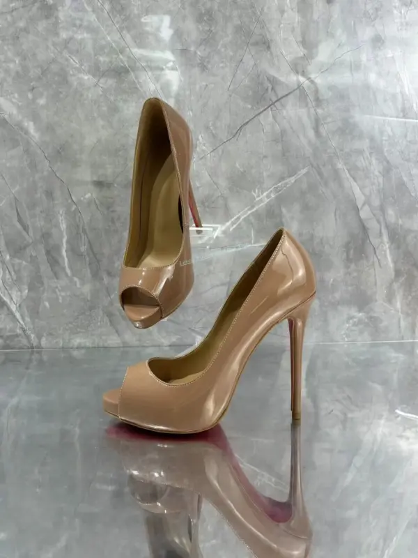 Woman New Style Leather Single Pumps Stiletto Heel Peep Toe 10Cm 12Cm Thin High Heel Female Slip On Summer Brown Sandals Shoes - AliExpress 322 - Image 3