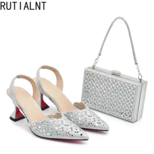 Silver Color Shoes and Bag for Party Wedding Luxery Women Shoe and Bag Set for Nigeria Party Italy Elegant Woman Heeled Pumps - AliExpress 322