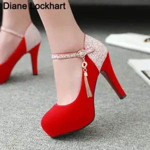 womens platform heels Bling Tassel High Heel Shoes thick sole Velvet Pumps Ladies Evening Dress Wedding Female Shoes Big Size 43 - AliExpress 322