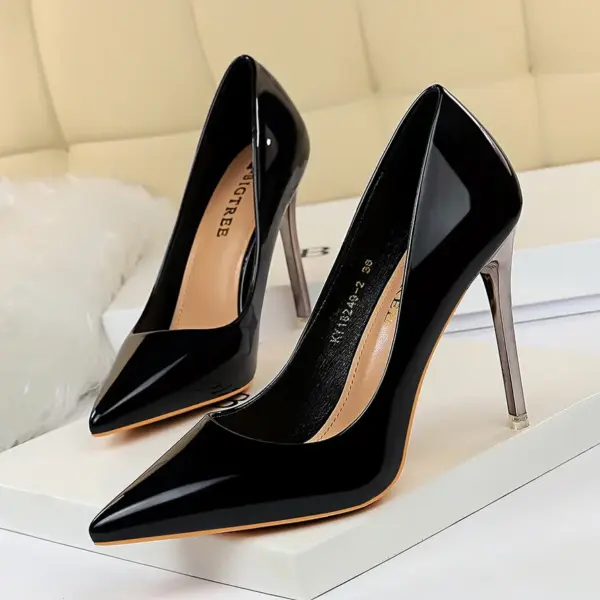 Women High Heels Blue Green Valentine Pumps Luxury Glossy Stiletto Wedding Bridal Nightclub Fashion Simple Solid Color 1829-2 - AliExpress - Image 2