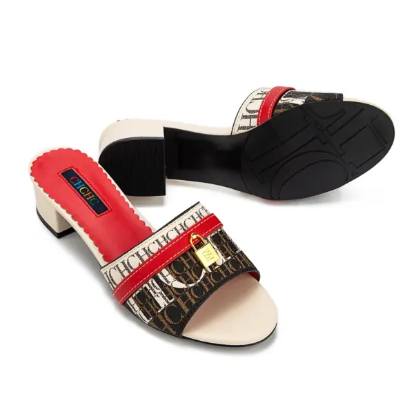 Summer 2025 Red Brown Beige Wedge Heel Sandals Retro Color Block Cross Strap Women Vacation Commute Buckle Wave Traction - AliExpress 322 - Image 4