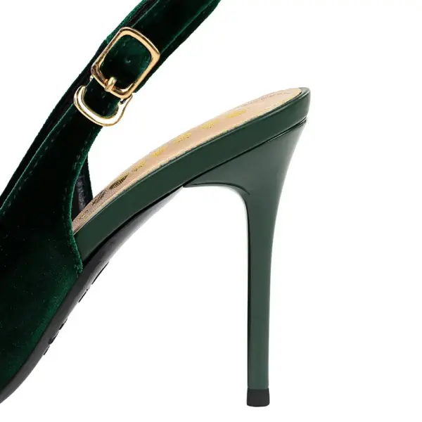 BIGTREE Velvet Mixed Colors High Heels Slingback Women's Lady Pumps Stiletto 7/9.5cm Prom Casual High-Heeled sandals Green Black - AliExpress 322 - Image 6