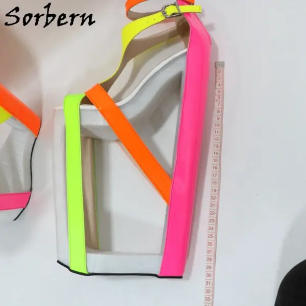 Sorbern 30Cm Hollow Out Wedge High Heel Sandals Colorful Neon T-Straps Platform Summer Shoes Fetish Drag Queen Sandal Custom - AliExpress 322 - Image 6