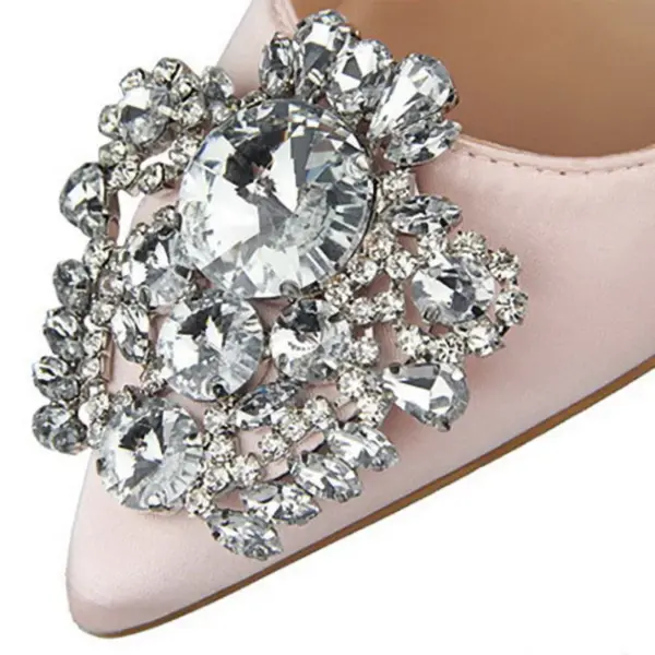 CINESSD Silver Gray Black Women Bridal Wedding Shoes Faux Silk Satin Rhinestone Crystal Shallow Woman Pumps Stiletto High Heel - AliExpress 322 - Image 5