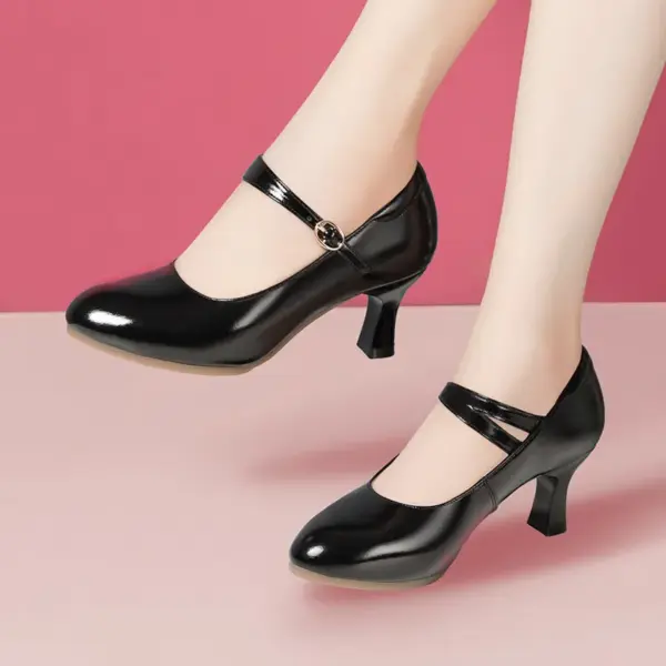 4cm 6cm Comfortable Light Shallow Mouth Soft Leather Shoes for Dance Mom Party 2025 Spring Med Kitten Heels Shoes Gold Silver - AliExpress 322 - Image 3