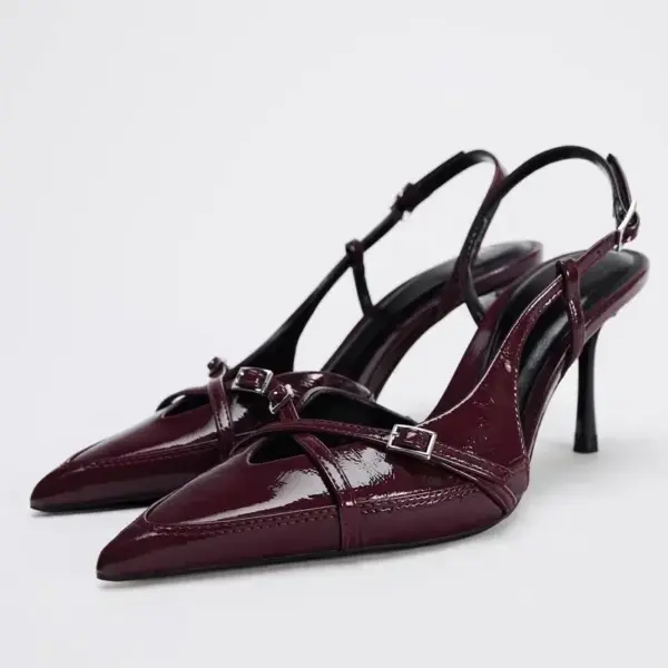Luxury Silver Mules High Heels Women Sexy Pointed Toe Slingbacks Thin High Heels Sandals Elegant Metal Buckle Design Women Pumps - AliExpress 322 - Image 4