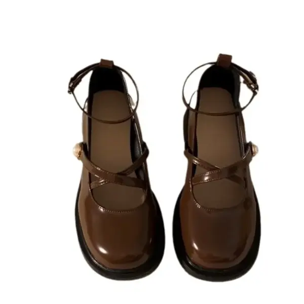 Women Loafers Retro Brown Mary Jane Shoes Women Pu Leather Thick Heels Lolita Shoes Woman Uniform Pumps Ankle Buckle Shoes - AliExpress 322 - Image 6