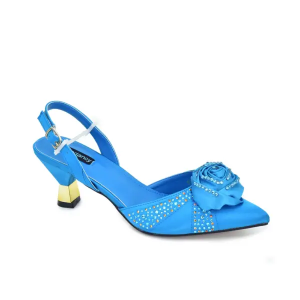 Hot Selling New Fashionable Teal Blue Pointed Toe Shoes Matching Bag Set for Offices Ladies Party in Dress Wedding Shoes Bride - AliExpress - Image 5