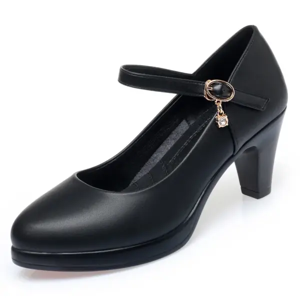 6.5cm Breathable Fashion Soft Leather Silver Red Wedding Shoes Woman Med Block Heels 2025 Platform Pumps Women for Office Mom - AliExpress 322 - Image 5