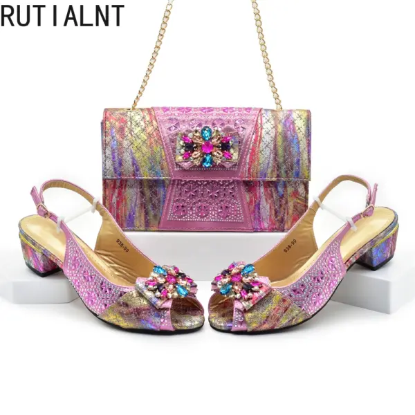 Latest Pink Shoe and Bag Set Women Italian Decorated with Rhinestone African Women Wedding Shoes Bride Plus Size Women Pumps 43 - AliExpress 322