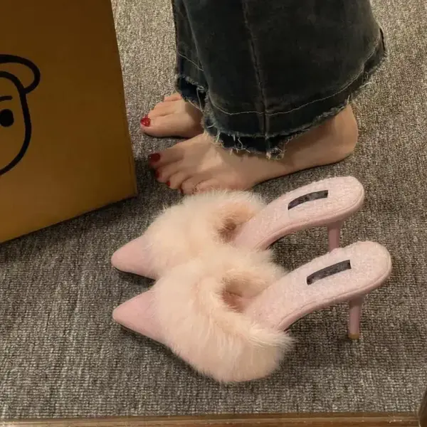 Warm Plush Pointed Toe Slippers