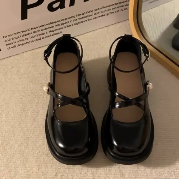 Women Loafers Retro Brown Mary Jane Shoes Women Pu Leather Thick Heels Lolita Shoes Woman Uniform Pumps Ankle Buckle Shoes - AliExpress 322 - Image 4
