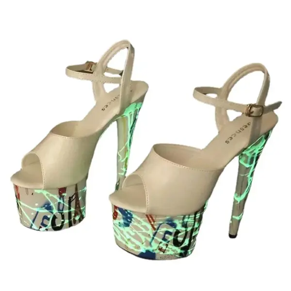 Patent Leather Stiletto High Heels Women Platform Sandals Super High Pumps Fluorescence Punk Sandals Pole Dancing Shoe Women88 - AliExpress 322 - Image 5