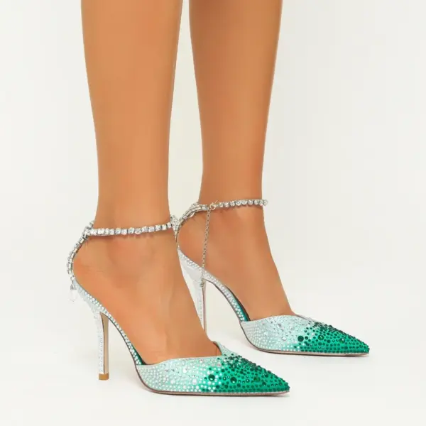 Women's High Heels Gradient Rhinestone Studded Diamond Fashion Suitable for Parties, Weddings, Bridesmaid Shoes, Dates, Fashion - AliExpress 322 - Image 4