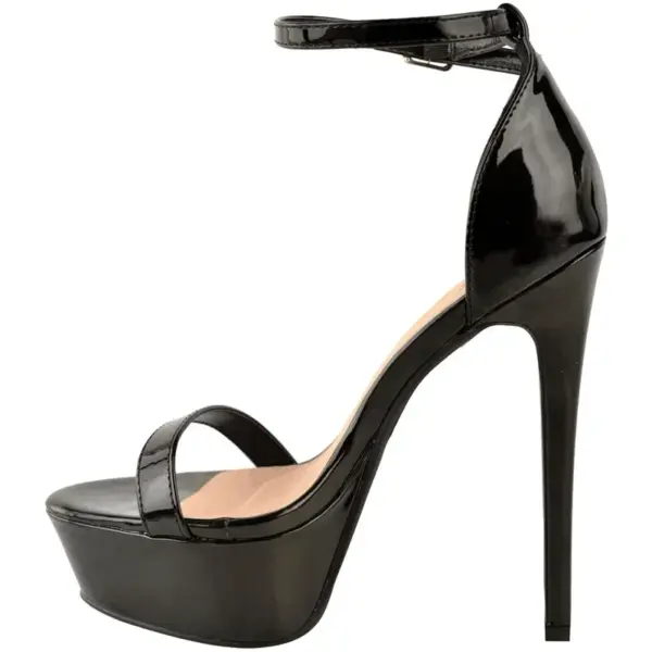 Women Sandals Sexy Open Toes 14cm Supper High Heels Ankle Strap Sandal Patent Leather Nighclub Platform Party Red Wedding Shoes - AliExpress 322 - Image 2