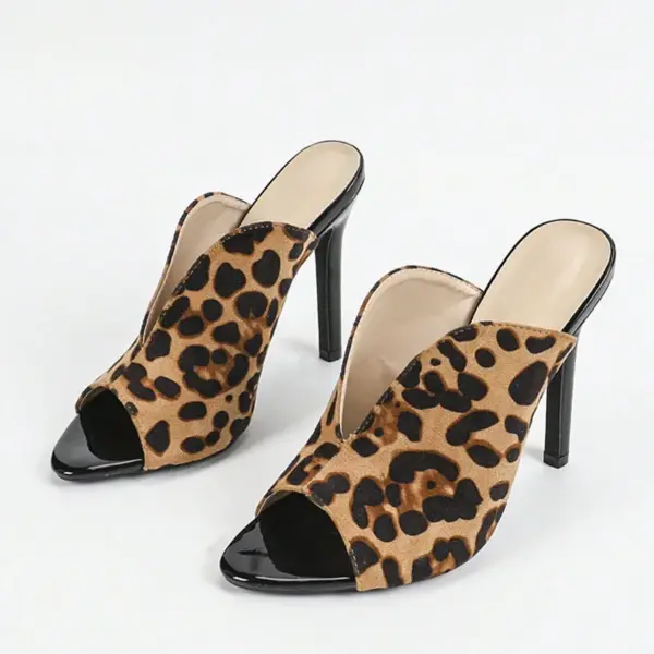 Liyke Sexy Leopard Print Women Slippers V-Strap Shallow Peep Toe Thin High Heels Sandal Summer Party Banquet Shoes Zapatos Mujer - AliExpress 322 - Image 6