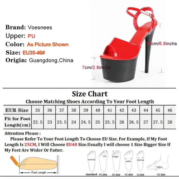 Summer Shoes for Women 17CM Red High Heeled Sandals Open Toe Shoes  Buckle Strap Platform Party Striper Shoes Female Stiletto - AliExpress 322 - Image 5