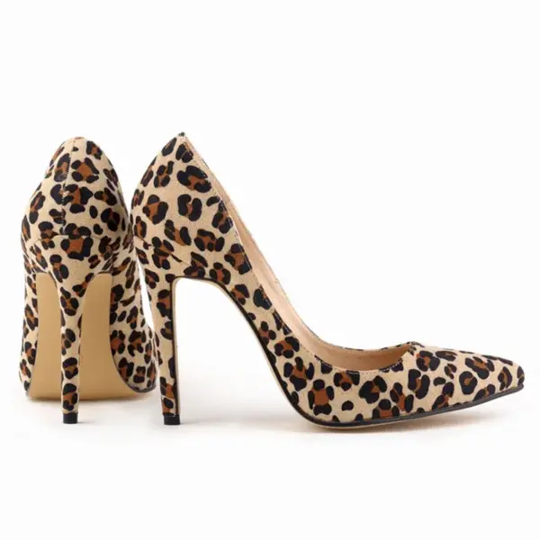 Women Pumps New Sexy Leopard Flock Pointed Toe Classic 11cm Velvet Leather High Heels Stiletto Lady Spring Party Wedding Shoes - AliExpress 322 - Image 3